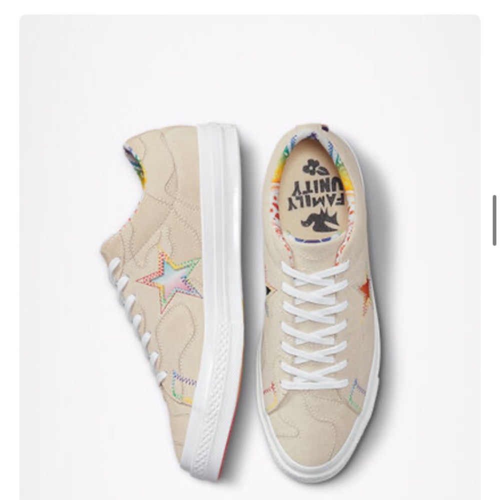 Converse One Star Pro Pride 🧡💛💚💙 Egret Suede Skate Shoes SIZE 5.5